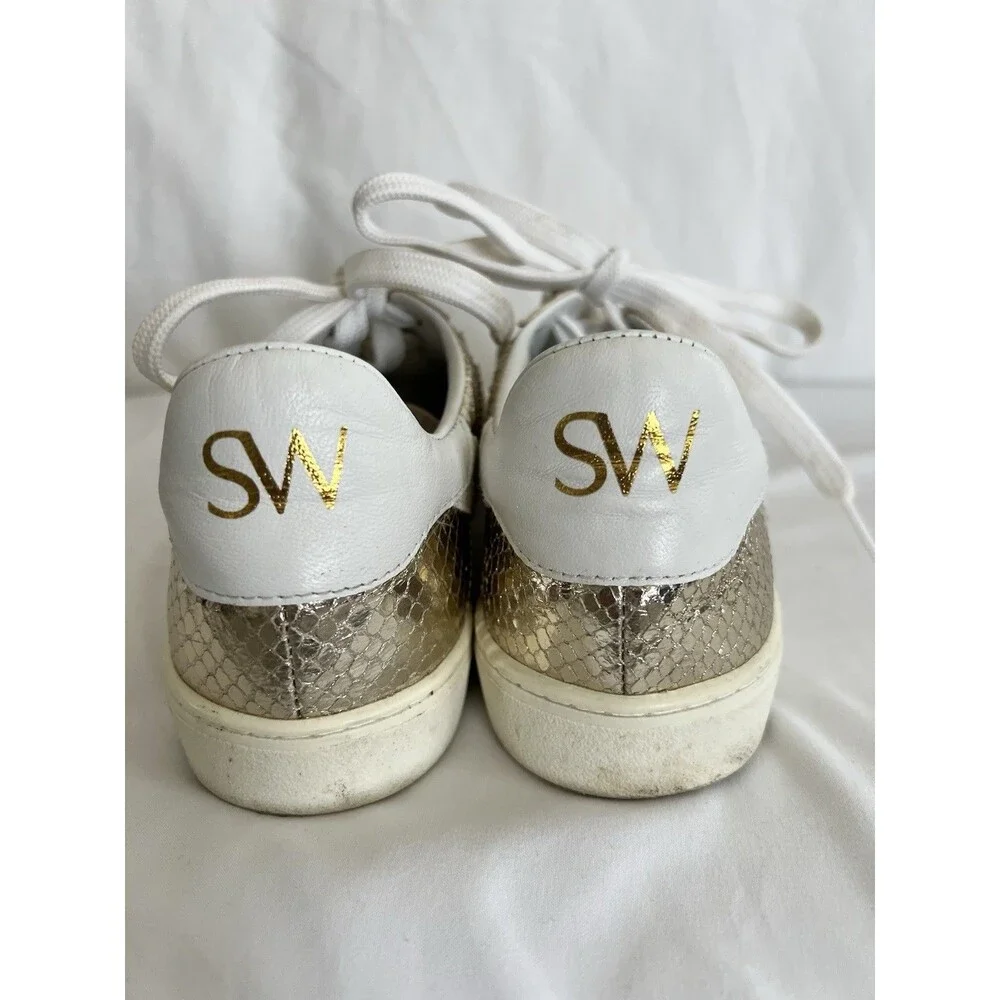 Stuart Weitzman Metallic Gold Sneakers Size 8B - Picture 4 of 11